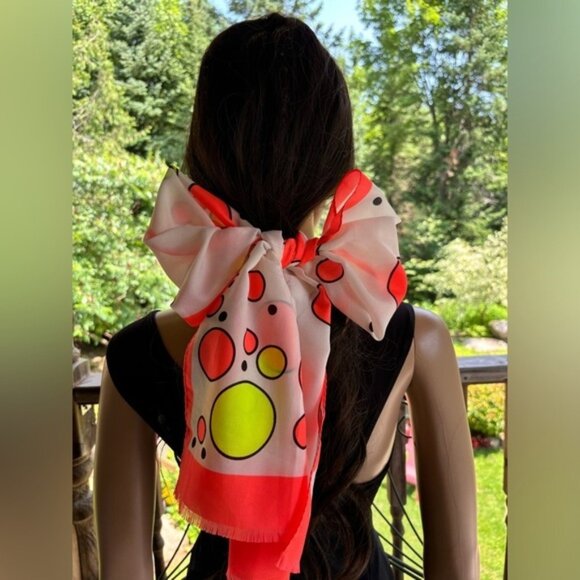 Vintage phsychedelic polka dot head scarf - Picture 4 of 9